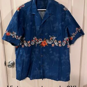 Vintage Royal Creations Hawaiian Aloha Button Up Shirt Motorcycles 2XL
